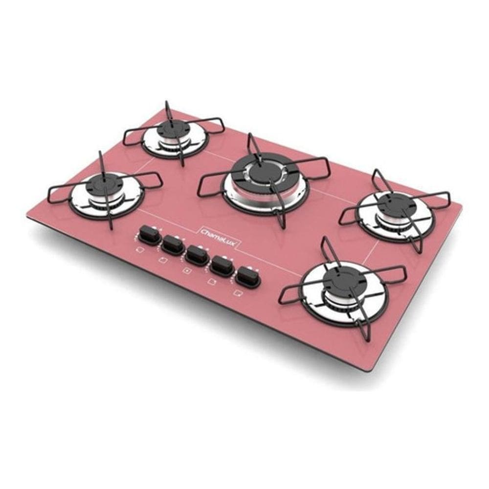 Fogão Cooktop Chamalux 5 Bocas Tripla Chama Rosa 110V/220V