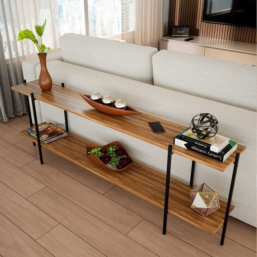 Aparador Sofa Table Edam para Sala de Estar com 180cm Freijó/Preto
