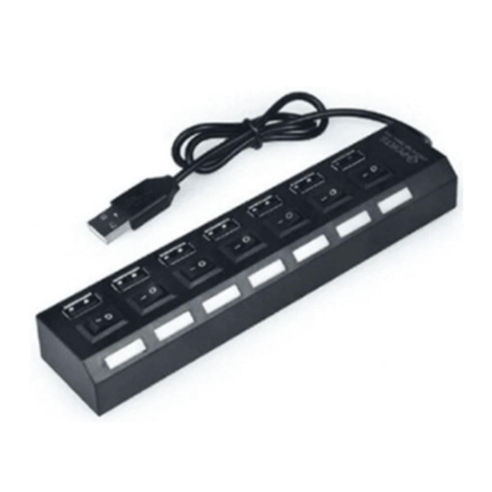 Hub Usb 2.0 7 Portas Preto Com Led Indicador Hoopson Coneto
