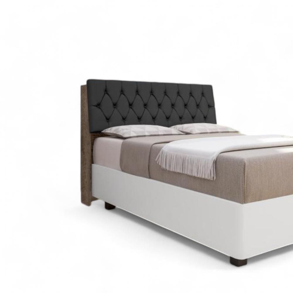 Cabeceira Estofada ísis Queen Chocolate Com Capitonê Preto