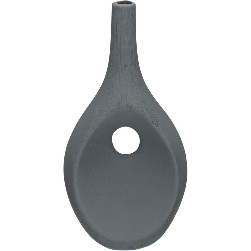 VASO DECORATIVO ENFEITE CASA GARRAFA HOME&CO CERÂMICA 37x19x12cm CINZA