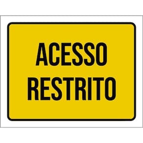 Kit 3 Placas Acesso Restrito Amarela