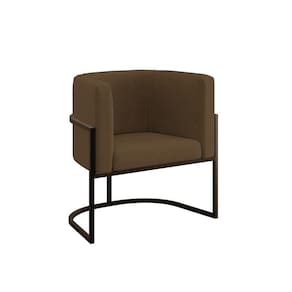Poltrona Cadeira Decorativa Lua Base De Ferro Black Marrom
