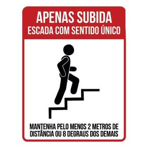 Kit 3 Placas Apenas Subida Escada Sentido Único Distancia