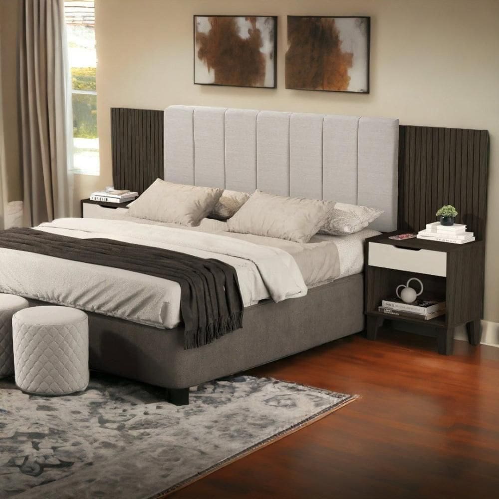 Cabeceira Ajustável Elena Chocolate E Off White Cambel