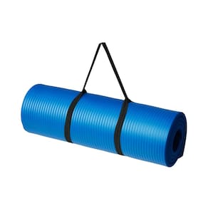 Tapete de ginástica para exercícios e ioga Amazon Basics Extra Thick Blue