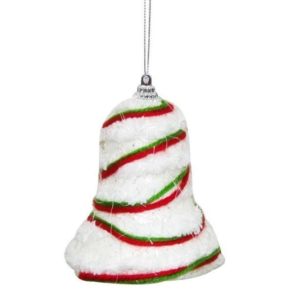 Enfeite De Natal Sino Vermelha/Branco Topo De Arvore 10Cm