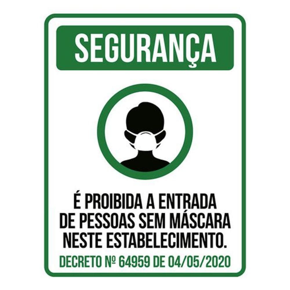 Kit 3 Placas Proibida Entrada Sem Máscara Estabelecimento