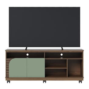 Rack Bancada Jurerê 1.5 Amêndoa/hortelã Para Tv Até 65” - Colibri Amêndoa/hortelã