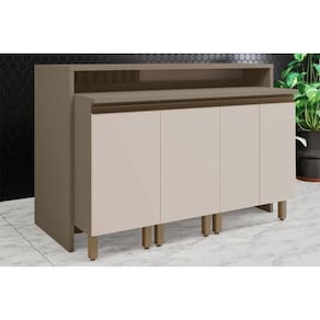 Bancada Ilha Cozinha Balcão Gourmet Connect C/ 4 Portas 145cm Duna/cristal - Henn
