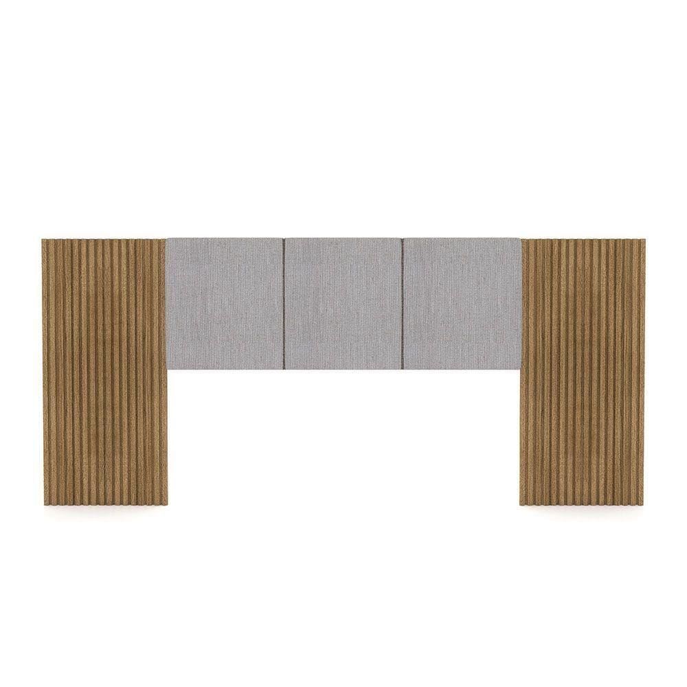 Cabeceira Painel Casal Ripado Nature E Linho Cinza Sevilha 273 Cm - Pallazio
