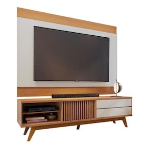 Rack Bancada Veneza Com Painel Nilo Freijó/off White Matte Para Tv Até 75” - Colibri Freijó/off White Matte