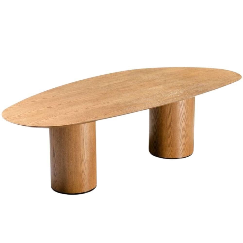 Mesa De Jantar Astrid Orgânica Cilíndrica Freijó 198x122 Cm