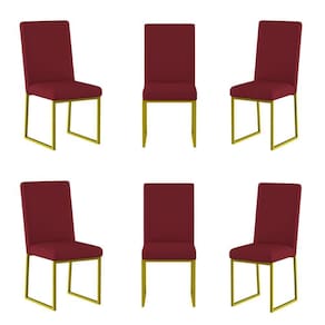 Kit 6 Cadeiras De Jantar Com Base De Ferro Dourado Balaqui Marsala