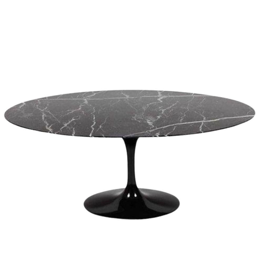 Mesa De Jantar Tulipa Saarinen Redonda 180x100 Cm Mármore Nero