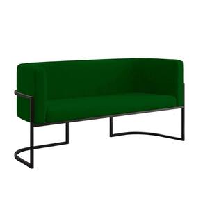 Sofá 2 Lugares Com Base De Metal Preto Reforçada Verde