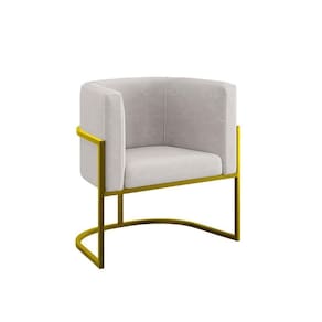 Poltrona Cadeira Decorativa Lua Base De Ferro Gold Bege