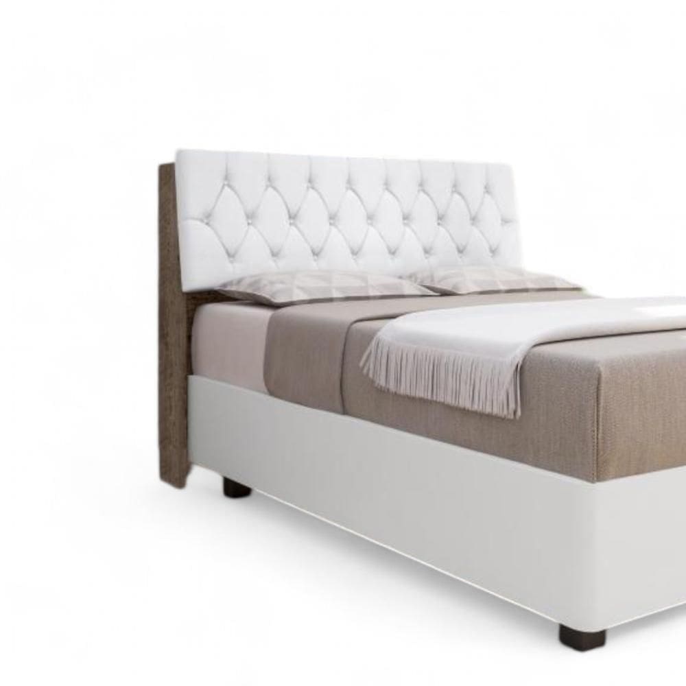 Cabeceira Estofada ísis Solteiro Chocolate Com Capitonê Branco