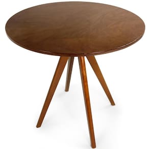 Mesa De Jantar Redonda Rústica 78cm Em Madeira Multilaminada - Castanho