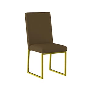 Cadeira Para Mesa Jantar Com Base De Ferro Dourado - Balaqui Marrom