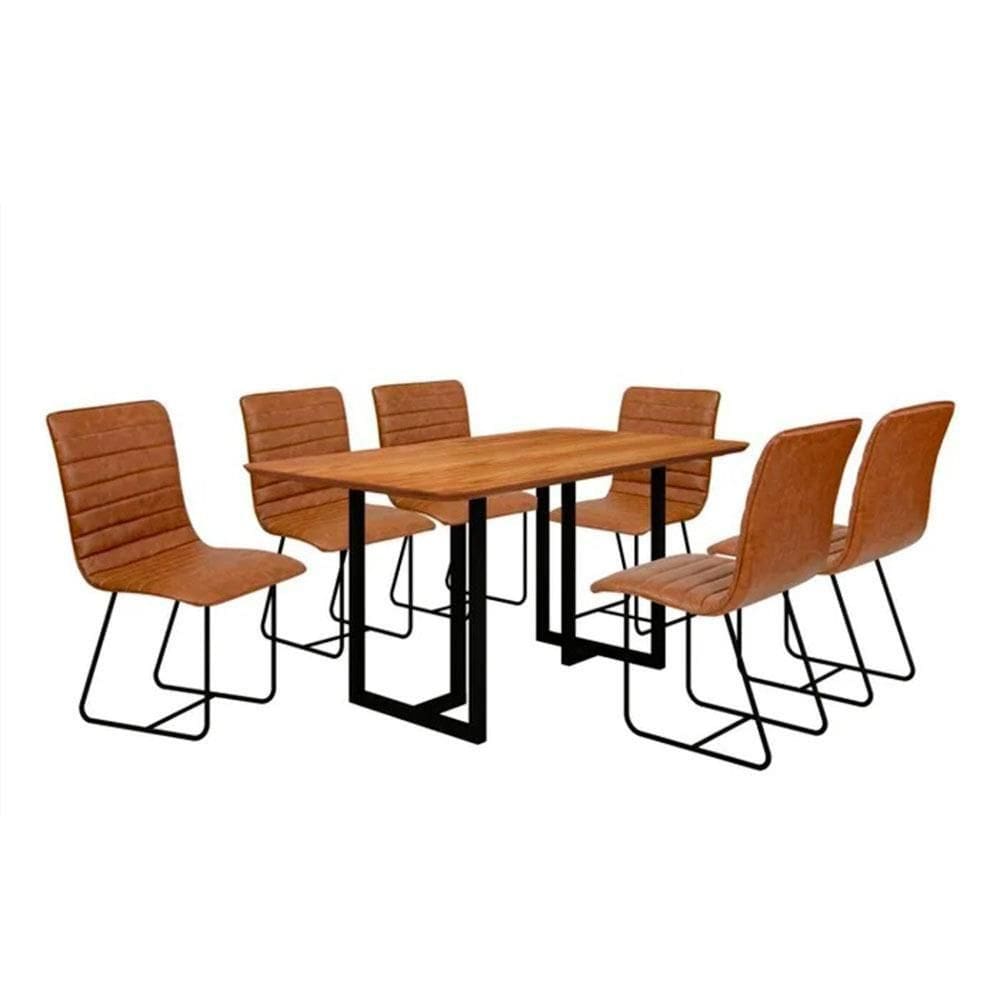 Conjunto Mesa Goiás Tampo Em Madeira 1,40m Com 6 Cadeiras Itália