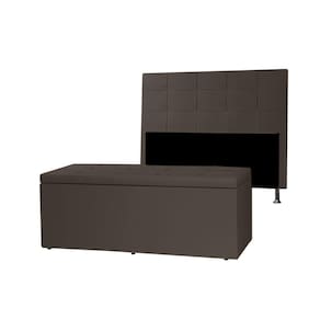 Kit Cabeceira E Calçadeira Baú King 1,95m Roma Corano Marrom - Pallazio