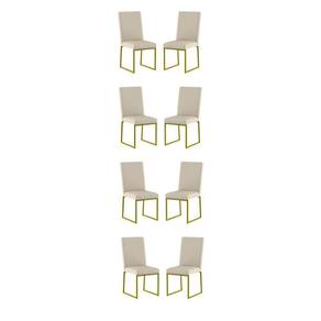 Kit 8 Cadeiras De Jantar Com Base De Ferro Dourado Balaqui Capuccino