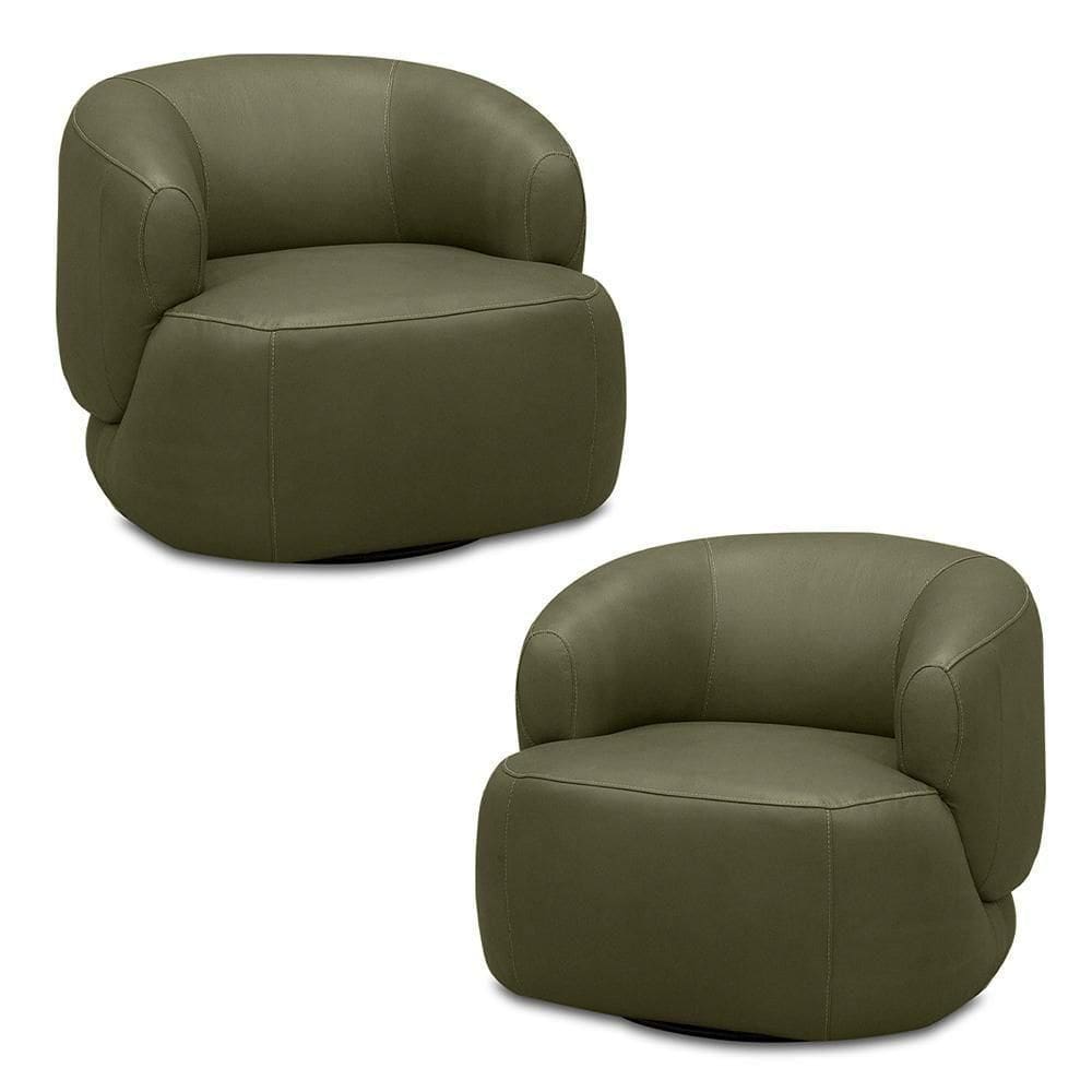 Kit 2 Poltronas Decorativas Verona Sala De Estar Base Giratória Em Aço Couro Fendi G88 - Gran Belo