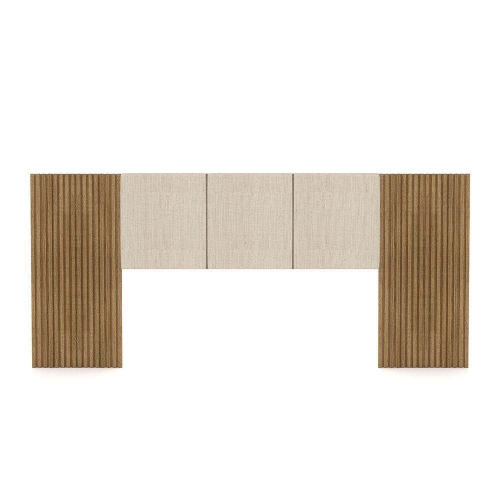 Cabeceira Painel Casal Ripado Nature E Linho Bege Sevilha 273 Cm - Pallazio