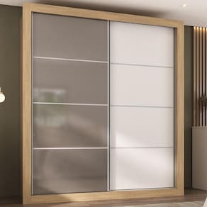 Guarda-roupas Casal 2 Portas De Correr 4 Gavetas Dallas Multimóveis Mp4270 Branco/lacca Fumê Branco/lacca Fumê