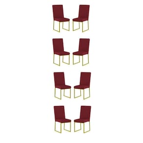 Kit 8 Cadeiras De Jantar Com Base De Ferro Dourado Balaqui Marsala