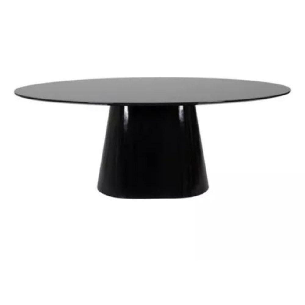 Mesa De Jantar Cone Oval 160x90 Cm Laqueada Cores Preto