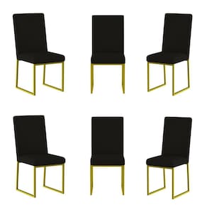 Kit 6 Cadeiras De Jantar Com Base De Ferro Dourado Balaqui Preto