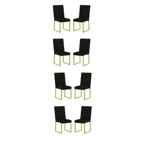 Kit 8 Cadeiras De Jantar Com Base De Ferro Dourado Balaqui Preto
