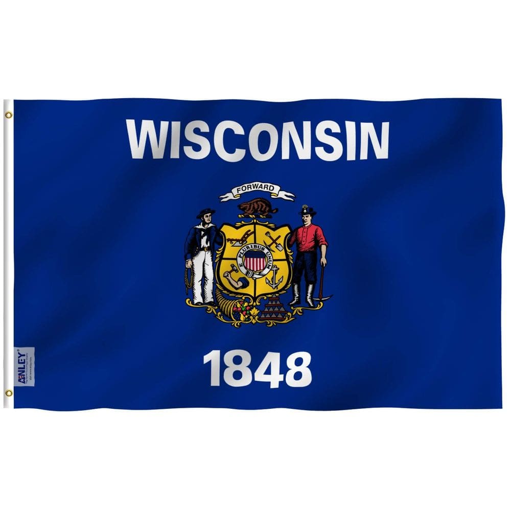 Bandeira Anley Fly Breeze, estado de Wisconsin, 90x150cm, poliéster