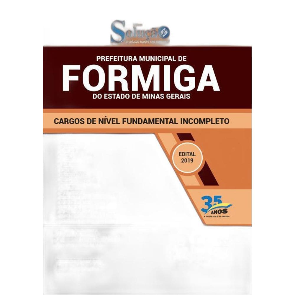 Apostila Formiga Mg - Cargos De Nível Fundamental Incompleto