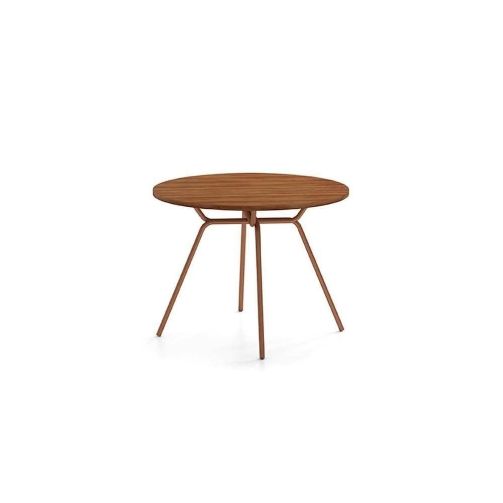 Mesa De Sala Jantar 1588 Aço Com tampo 100cm Freijo Com Rose Carraro