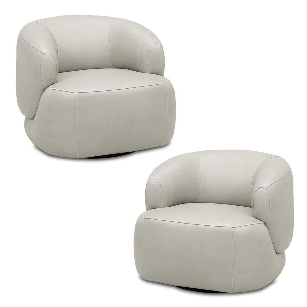 Kit 2 Poltronas Decorativas Verona Sala De Estar Base Giratória Aço Couro Off White