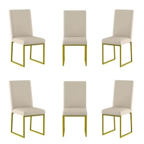 Kit 6 Cadeiras De Jantar Com Base De Ferro Dourado Balaqui Azul Marinho