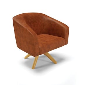 Cadeira Sala De Jantar Giratória Ma30 Stella Sintético Pu D03 - D`rossi Cor Nozes
