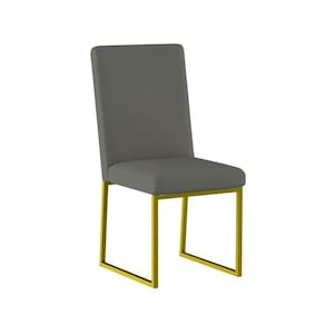 Cadeira Para Mesa Jantar Com Base De Ferro Dourado - Balaqui Cinza