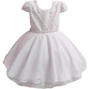 Vestido Infantil Branco Princesa Pérola Saia de Brilho Festa Aniversário Dama Casamento Formatura