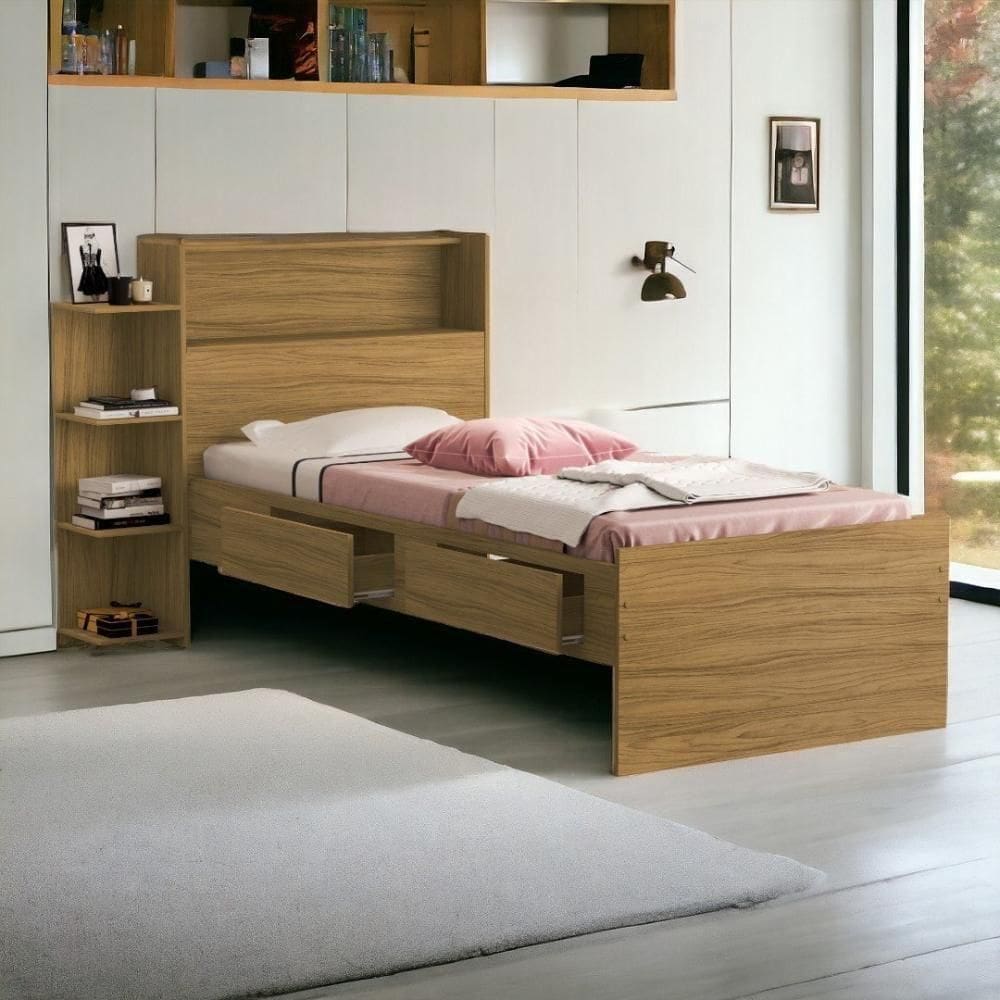 Cama Isa Solteiro Freijó Com Colchão Cambel