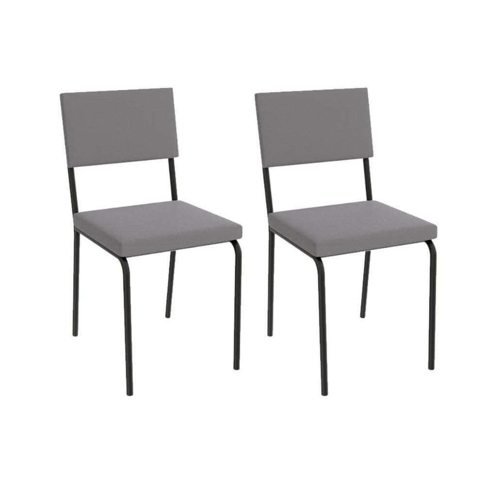 Cadeira Sala De Jantar Zaria Kit 2 Un Preto Fosco-cinza A050 Suede Veludo