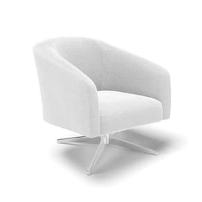 Cadeira Sala De Jantar Giratória Base Cromada Stella Bouclê D03 - D`rossi Cor Off White
