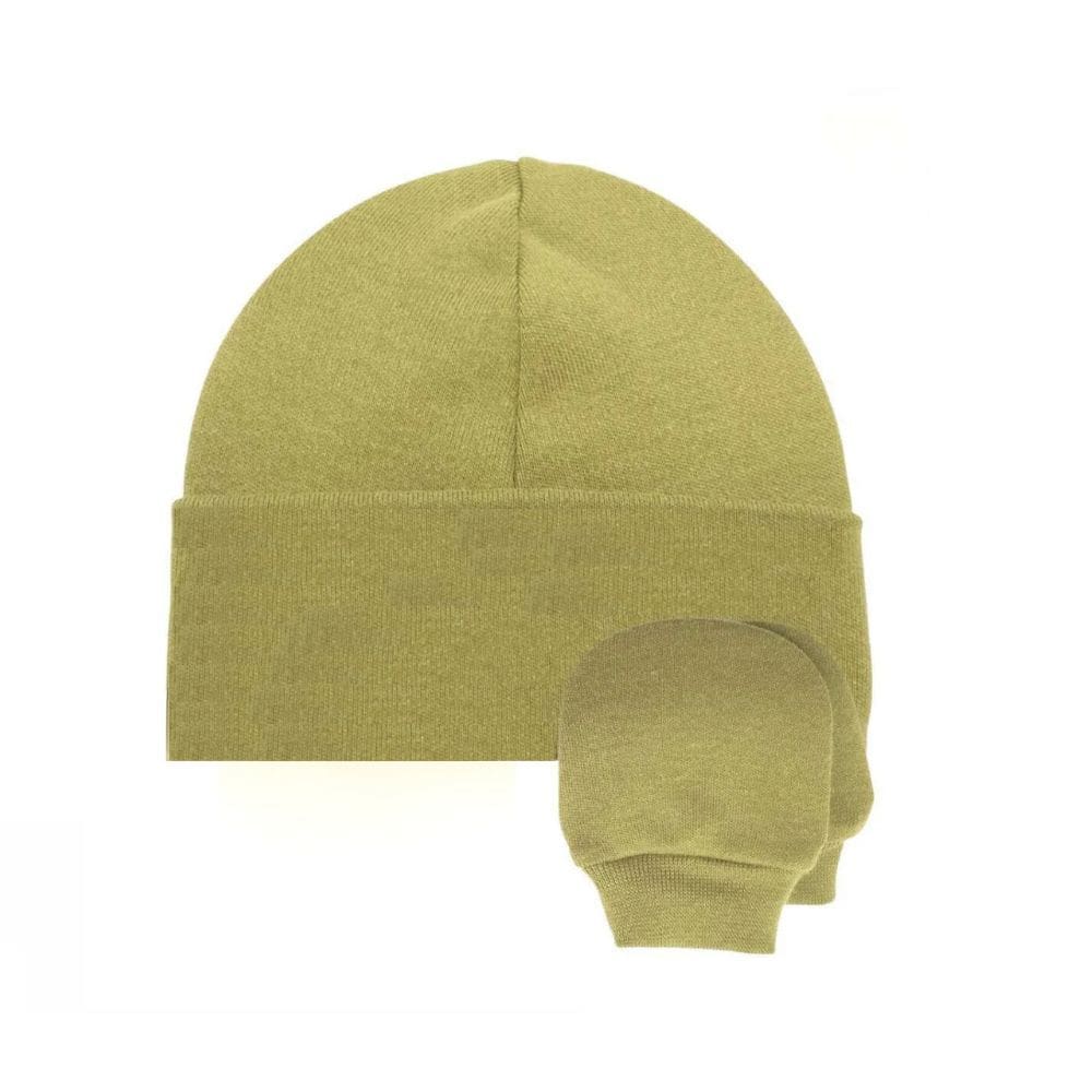 kit Luva e Touca em Algodão Egípcio na caixa - Oliva - Corujitos