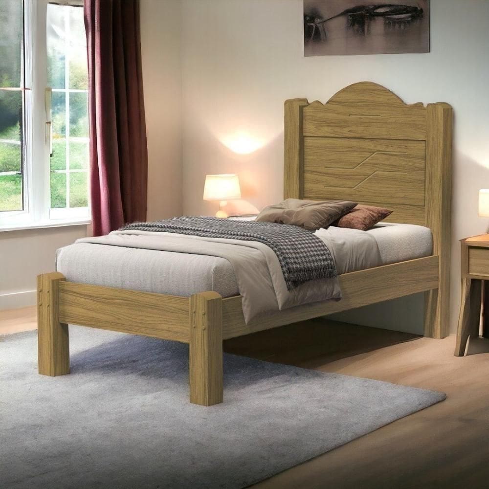 Cama Solteiro Thalia Freijó Com Colchão Cambel