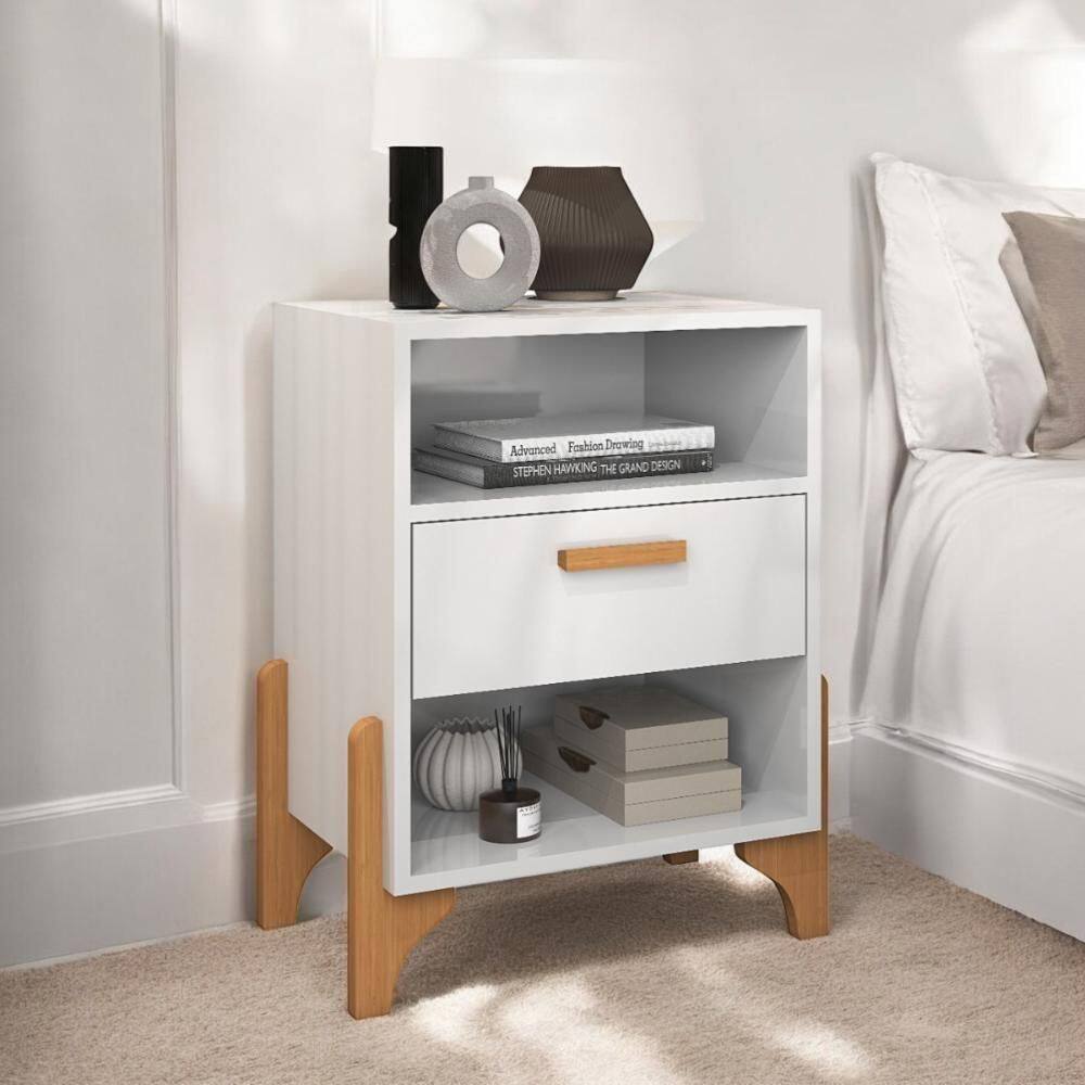 Mesa De Cabeceira Elegante Com Gaveta Vancouver Branca