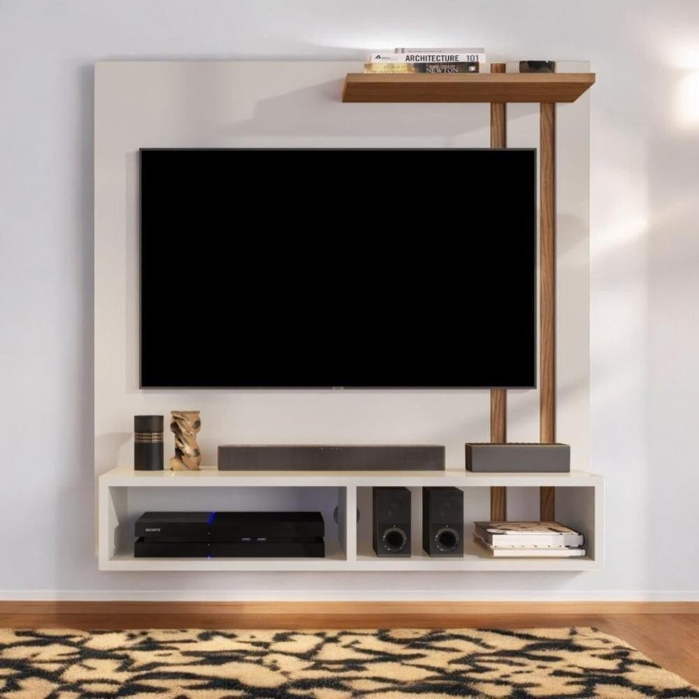 Painel Para Tvs 40 Sun Off White E Freijó Sal Movelaria