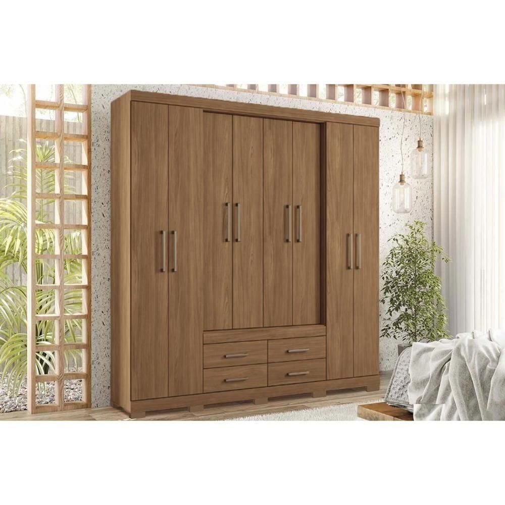 Guarda Roupa Casal 8 Portas E 4 Gavetas C- Pés Jatoba